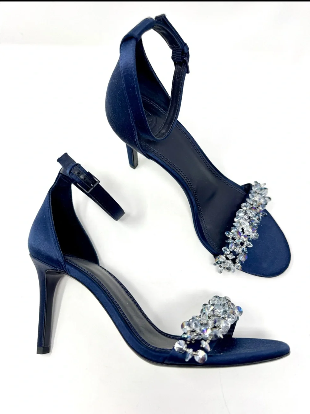 Tory Burch Logan Crystal Embellished Sandal 85mm Perfect Navy US 8